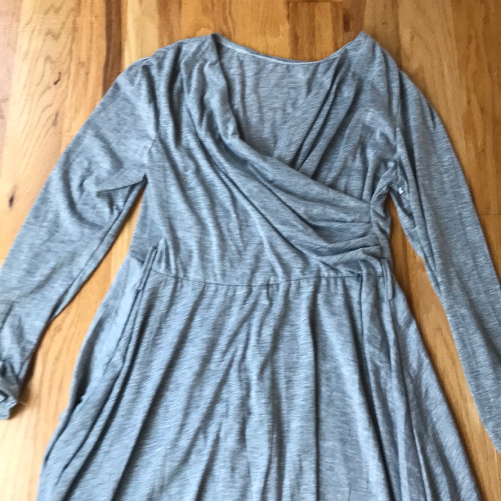Light grey long sleeved jersey knit dress